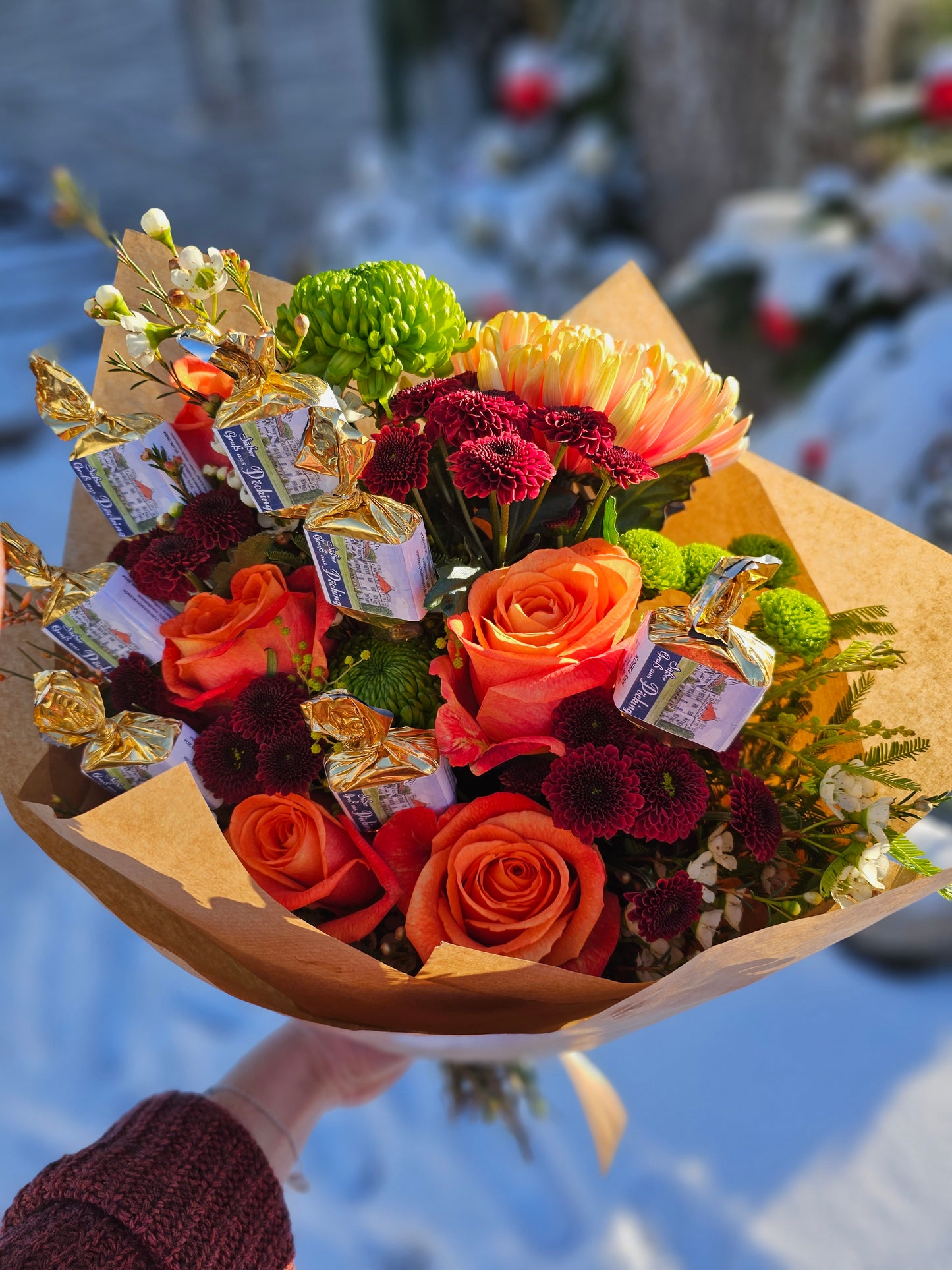 Blumenstrauß mit süßer Überraschung